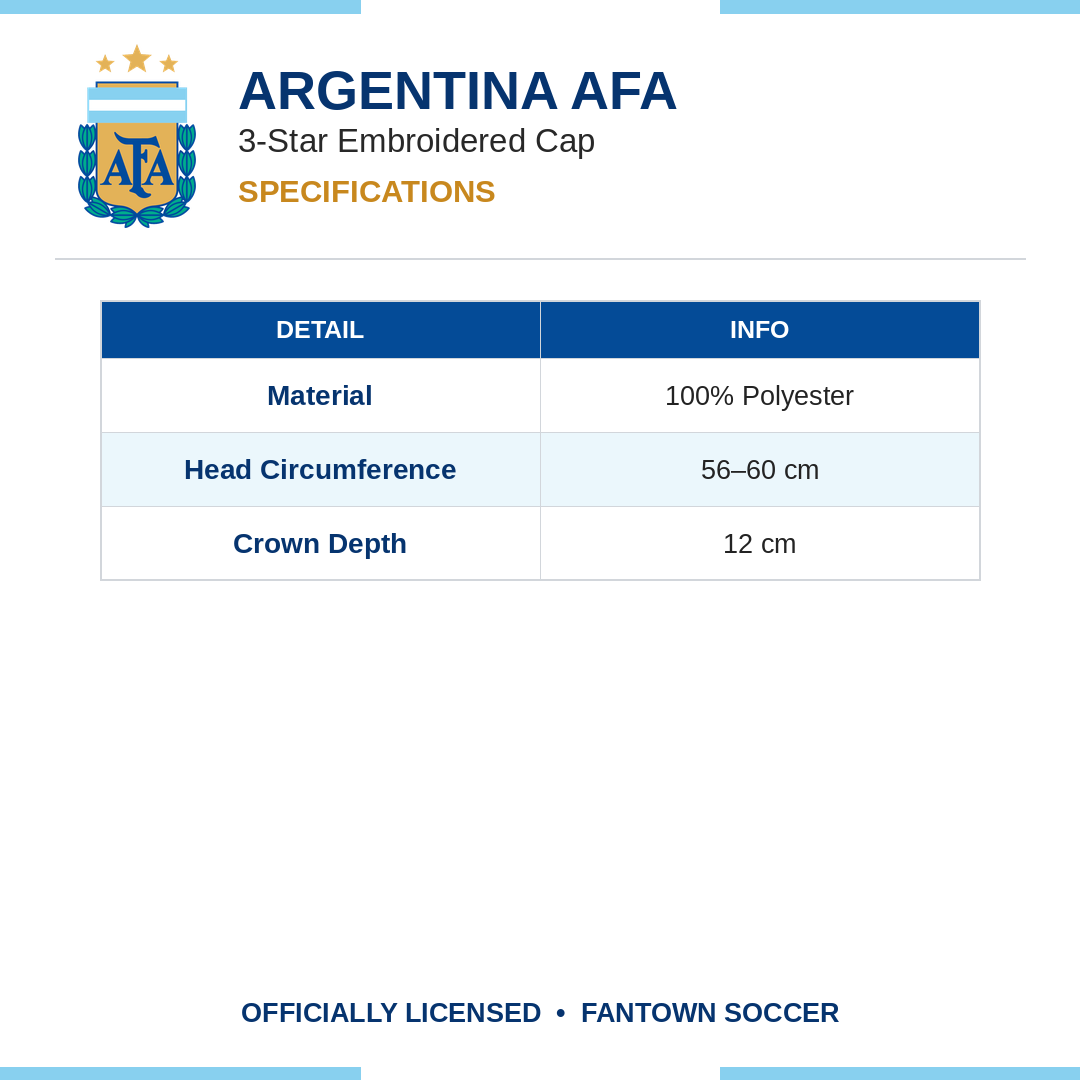Argentina AFA 3-Star Embroidered Cap